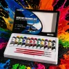 Black packaging box with colored paint tubes for children's art painting set, watercolor oil pastels Specification image